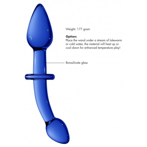 Синий двусторонний анальный стимулятор Doubler - 18 см.