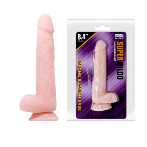 Телесный фаллоимитатор на присоске Super Dildo - 21,5 см.