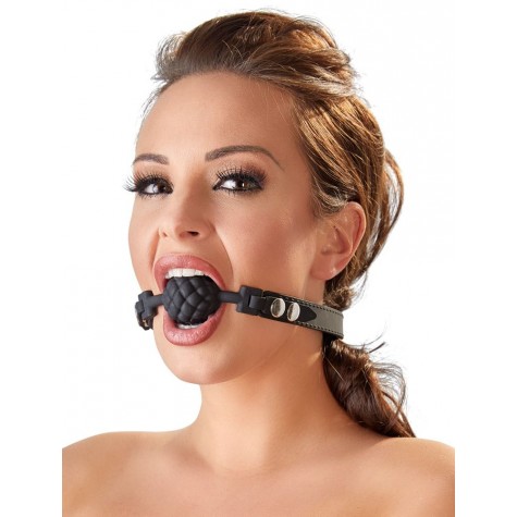 Черный силиконовый рельефный кляп Silicone Ball Gag