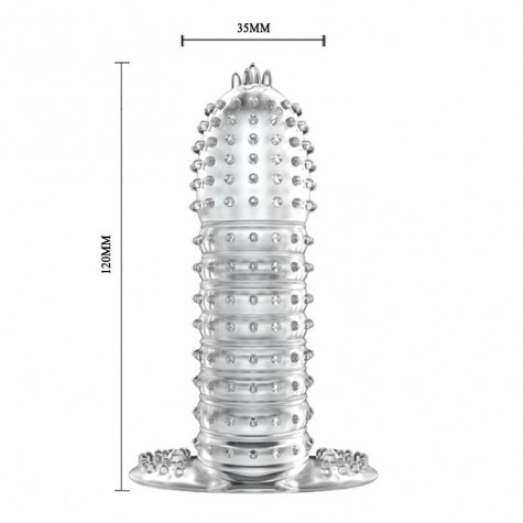 Закрытая прозрачная насадка Crystal sleeve - 12 см.